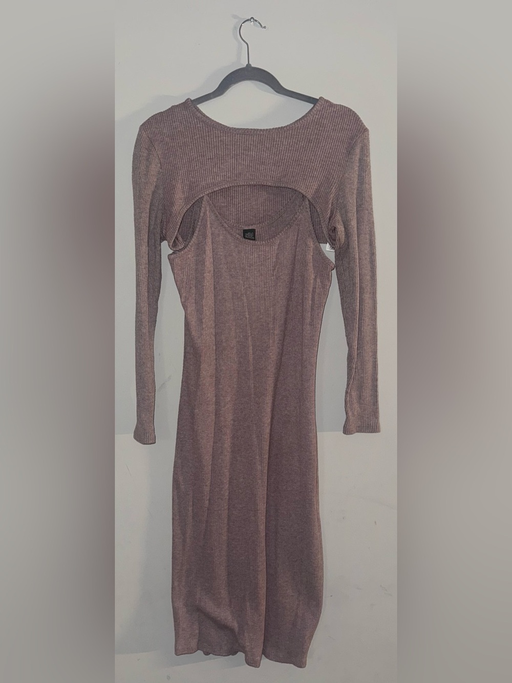 Ribbed Long Sleeve Mauve Women’s Dress